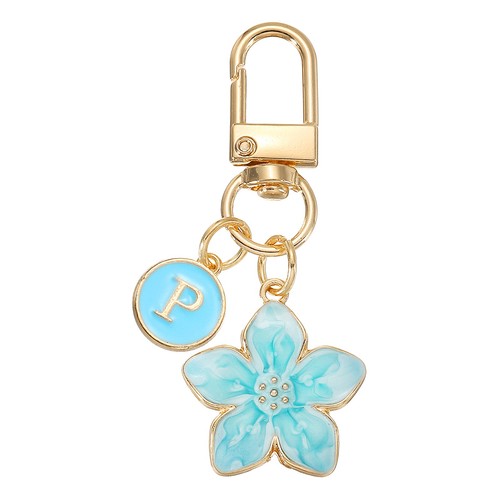 Portachiavi con iniziale fiore - portachiavi,